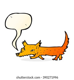 pequeño zorro de dibujos animados con burbuja de habla