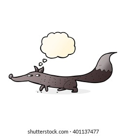 cartoon little fox with thought bubble