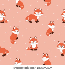 Cartoon little foxes pattern. Seamless vector baby print.