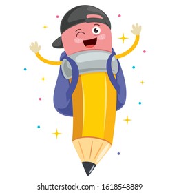 Cartoon Little Funny Pencil Posing