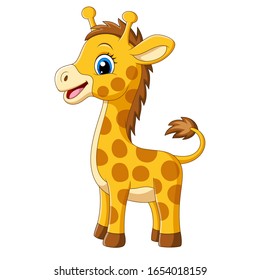 Cartoon Little Giraffe On White Background