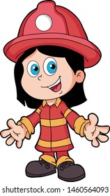 cartoon little girl aspiring to be a firefighter