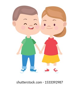 Cartoon Little Girl Boy Standing Icon Stock Vector (Royalty Free ...