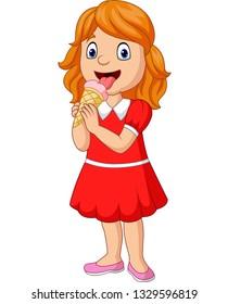 Cartoon little girl eating