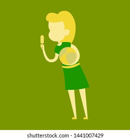 Cartoon little girl holding an ice cream
