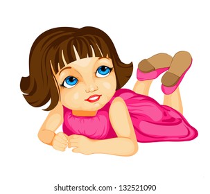 Cartoon little girl laying