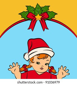 Cartoon little girl in suit Snow Maiden. Vector