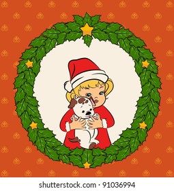 Cartoon little girl in suit Snow Maiden. Vector