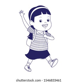 cartoon little girl waving icon over white background, vector illustration