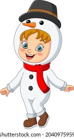 Cartoon little girl wearing snowman costume