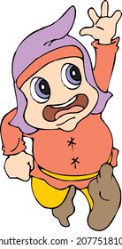 Cartoon Little Goblin Young Gnome Elf Colorful Character Mascot Isolated Vector