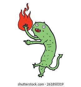 cartoon little imp with fire