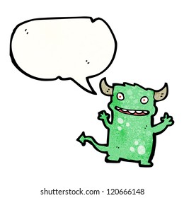 cartoon little imp with speech bubble