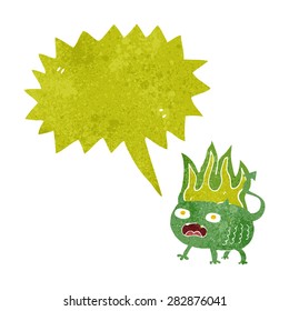 cartoon little imp with speech bubble