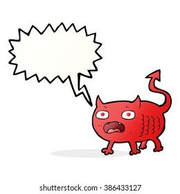 cartoon little imp with speech bubble