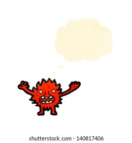 cartoon little imp with thought bubble