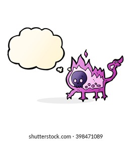 cartoon little imp with thought bubble