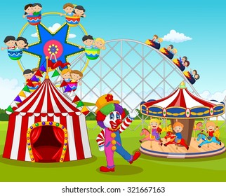 Cartoon Little Kid Clown Carnival Festival Stock Vector (Royalty Free ...