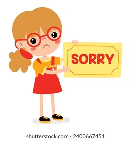 Cartoon Little Kid Saying Sorry