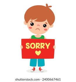 Cartoon Little Kid Saying Sorry