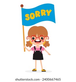 Cartoon Little Kid Saying Sorry