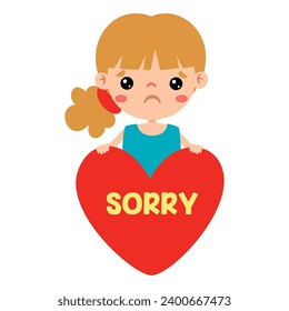 Cartoon Little Kid Saying Sorry