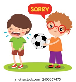 Cartoon Little Kid Saying Sorry