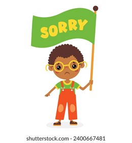 Cartoon Little Kid Saying Sorry