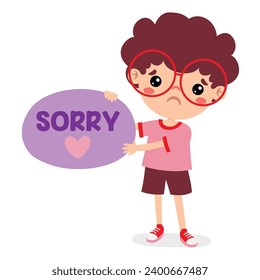 Cartoon Little Kid Saying Sorry