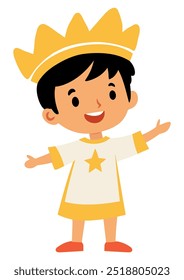 Cartoon Little King. Flat Vector Illustration