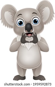 Cartoon little koala making hand heart gesture