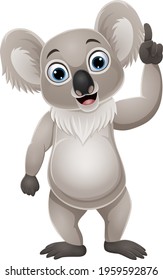 Cartoon little koala pointing up