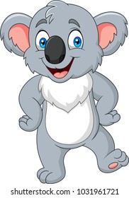 Cartoon little koala posing