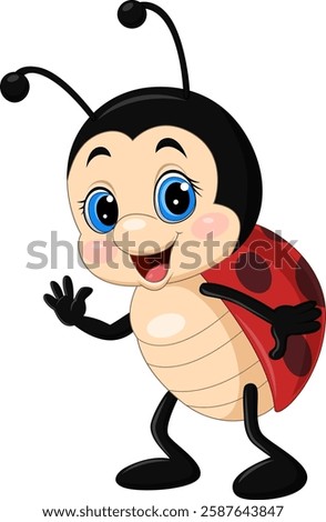 Cartoon a little ladybug presenting