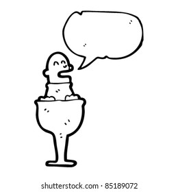 cartoon little man in wine glass