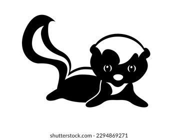 Cartoon little monochrom skunk. Vector illustration.