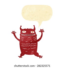 cartoon little monster with speech bubble