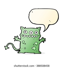 cartoon little monster with speech bubble