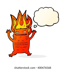 pequeño monstruo de dibujos animados con burbuja de pensamientos