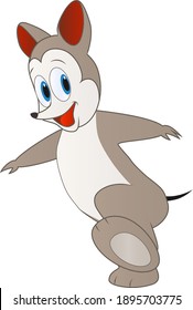Cartoon of a little mouse walking cheerfully towards the playground on a sunny day