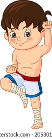 Cartoon Little Muay Thai Boy