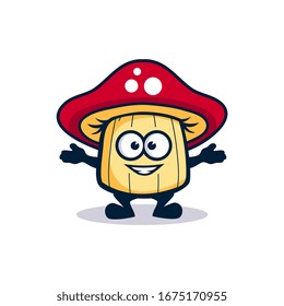 cartoon little mushroom mascot without hair