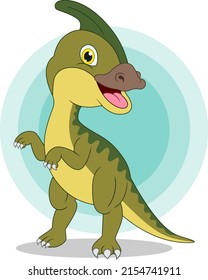 Cartoon little parasaurolophus on white background