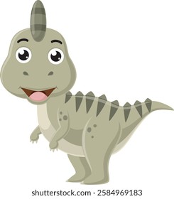 Cartoon little parasaurolophus on white background