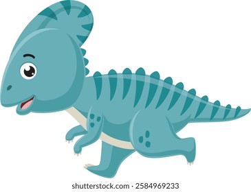 Cartoon little parasaurolophus on white background