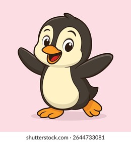 Imagem vetorial do pequeno pinguim em desenho animado