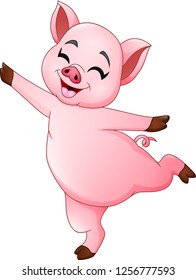 Cartoon little pig dancing