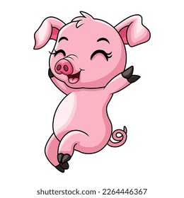 Cartoon little pig a dancing