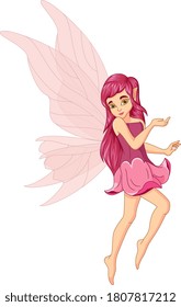 Cartoon little pink fairy posing