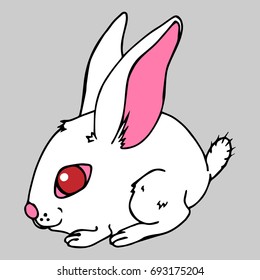 A cartoon little rabbit. A hare with big ears. Vector illustration.